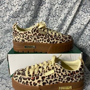 Puma Animal Print Platform Sneakers with Tan Soles NWT